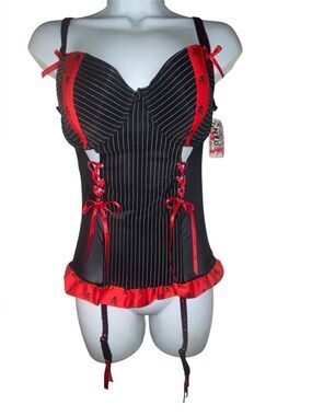VINTAGE Deadstock Y2K Morbid Threads Pinstripe Garter Corset Top NWT – Hot Topic